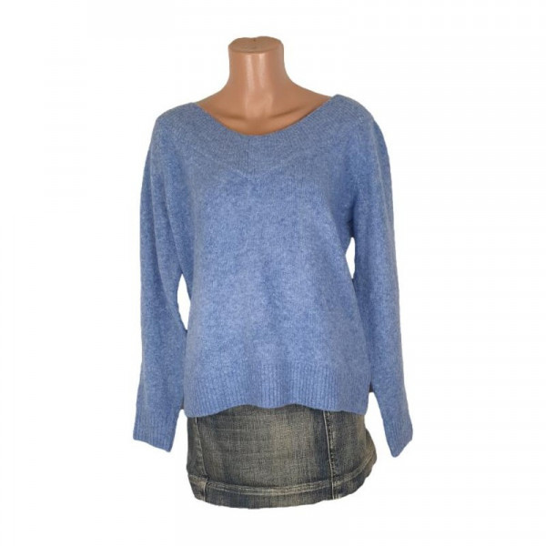 Pulover dama culoare bleu in v marime L