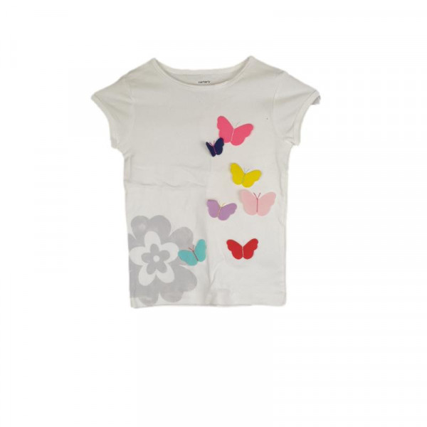 Tricou fete culoare alb cu fluturi