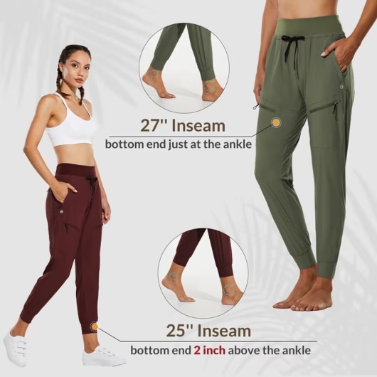 Pantaloni cargo de jogging pentru femei ușori, cu uscare rapidă Kaki XL - Img 4