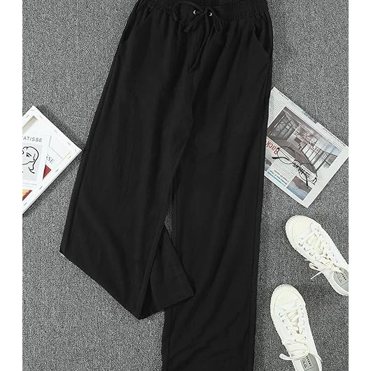 Pantaloni de vară cu șnur cu talie elastică cu buzunare - Img 4