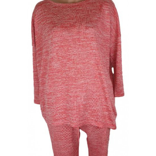 Pijama dama completa culoare caramiziu marime XL - Img 1