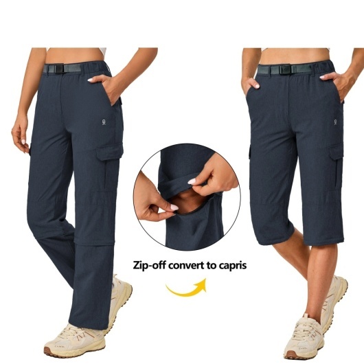 Pantaloni cargo convertibili, ușori, cu fermoar, pentru femei, cu uscare rapidă - Img 2