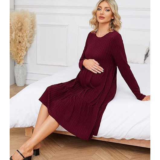 Rochie de maternitate pentru femei Visinie - Img 3