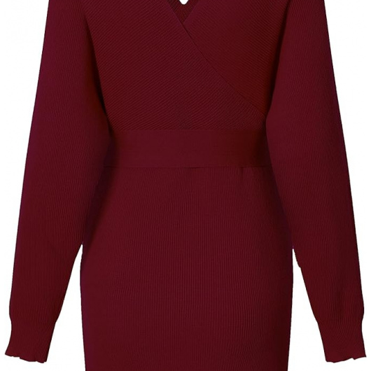 Rochie tunică, decolteu în V, mânecă lungă - Img 2