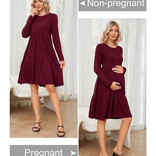 Rochie de maternitate pentru femei Visinie - Img 4