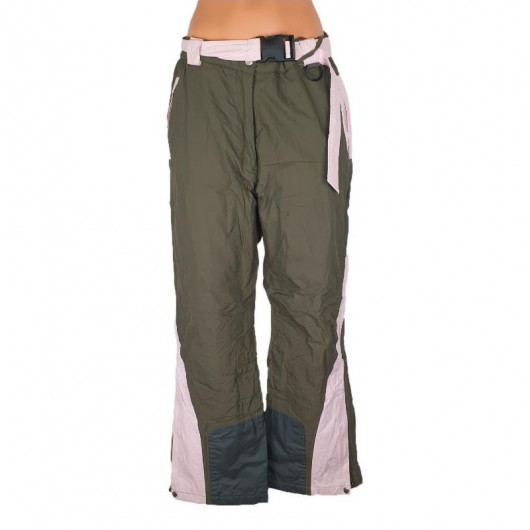 Pantalon ski dama culoare verde cu alb marire 38