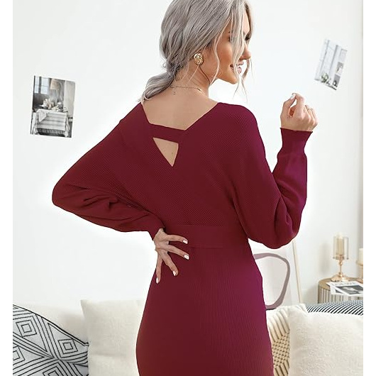 Rochie tunică, decolteu în V, mânecă lungă - Img 5