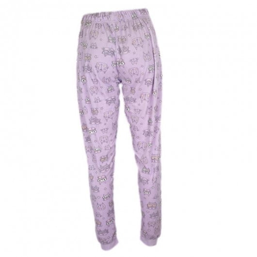 Pantalon pijama dama culoare mov deschis cu imprimeu pisici marime XS - Img 3