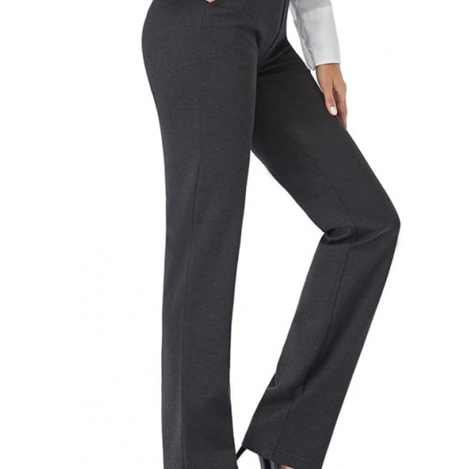 Pantaloni drepti, elastici, cu buzunare pentru damă - Img 1