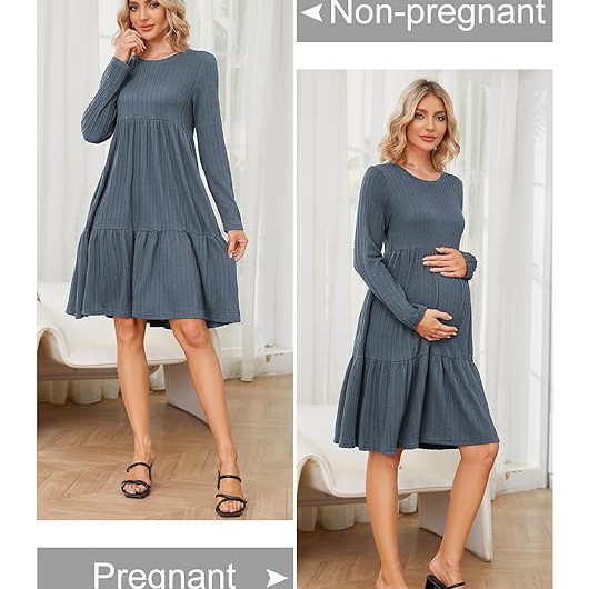 Rochie de maternitate pentru femei Albastru deschis - Img 4