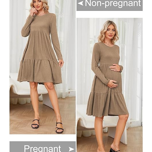Rochie de maternitate pentru femei Bej - Img 3