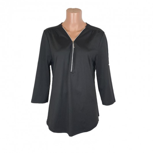 Bluza dama culoare negru cu fermoar