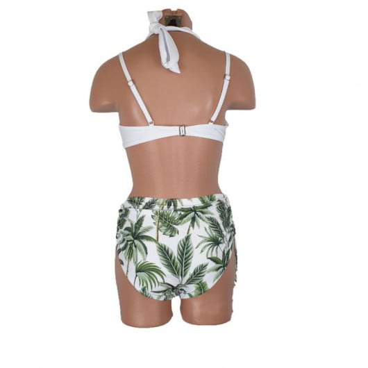 Costum de baie culoare alb si imprimeu floral - Img 3
