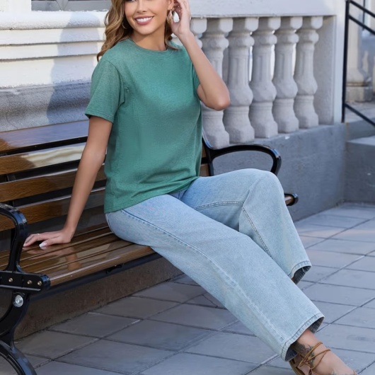 Tricou de alăptare 3/4 pachet cu fermoar ascuns Bluză scurtă de maternitate – tricou pentru alăptare - Img 2