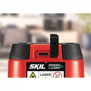 Nivela laser cu linie în cruce, lumina verde (520 nm), accu Li-Ion, ± 0,5 mm/m, raza actiune 20m, include trepied SKIL 1911 DA - Img 4