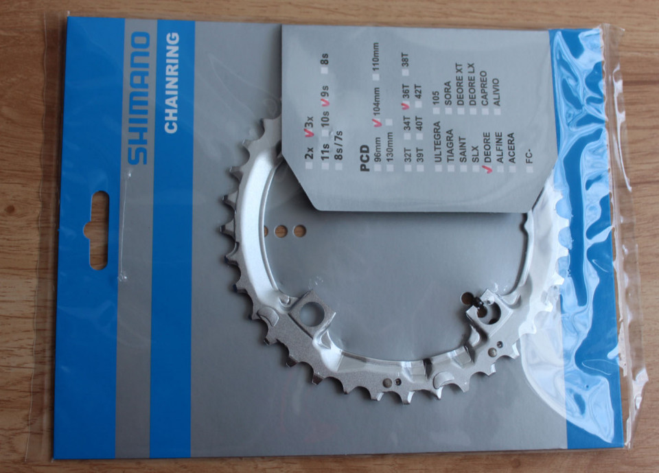 Plateau Shimano Deore/SLX/XT 32 Ou 36 Dents 104mm 9/10 Vitesses - Acier/alu/composite