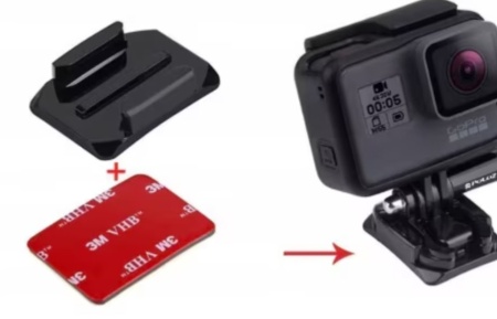 Adaptor GoPro curbat - prindere cu banda adeziva 3M pentru camere sport - Img 3