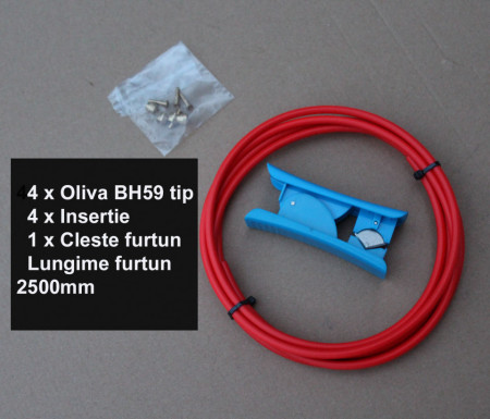 Conducta (furtun) frana hidraulica 2500mm + accesorii(rosu) - Img 2