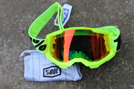 100% Strata Gen. 2 Fluo-Yellow Goggle - Red Mirror lens - Img 2