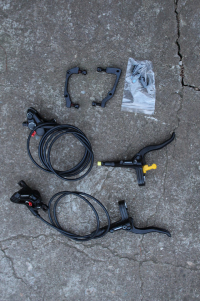 Shimano MT420 4-piston disc frane set complet + adaptoare IS J-Kit - Img 2