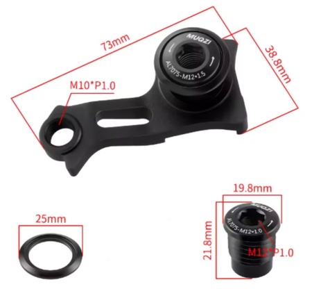 Ureche cadru universal - MUQZI cu filet M12x1.0 Sram UDH type(rosu) - Img 2