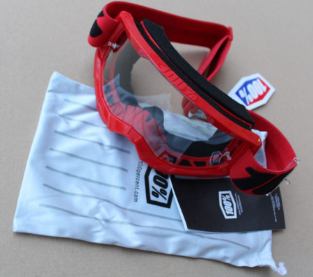 100% Strata 2 Red Clear lens - Goggle + sticker - Img 5