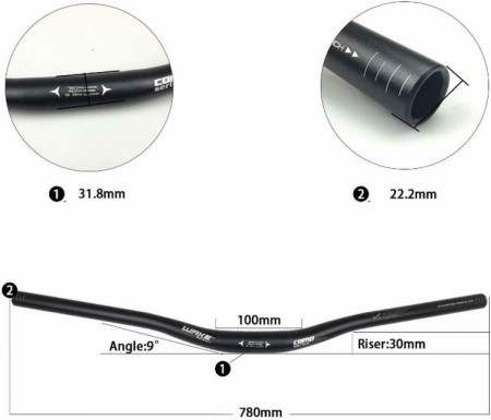 Wake Downhill Riserbar 780mm - Negru - Img 3