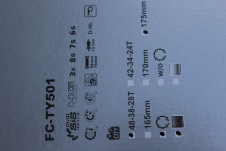 Shimano FC-TY501 Tourney - negru 175mm angrenaj 48-38-28T - Img 8