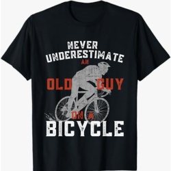 Never Underestimate An Old Guy On A Bicycle - Gildan T-Shirt - marime L