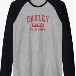 Oakley California CA Vintage Sports Design Red Design Raglan Baseball Tee - marime L