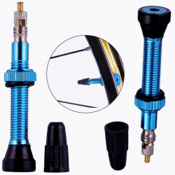 Set Valva tubeless FV 40mm Wake Pro - albastru + cheie valva
