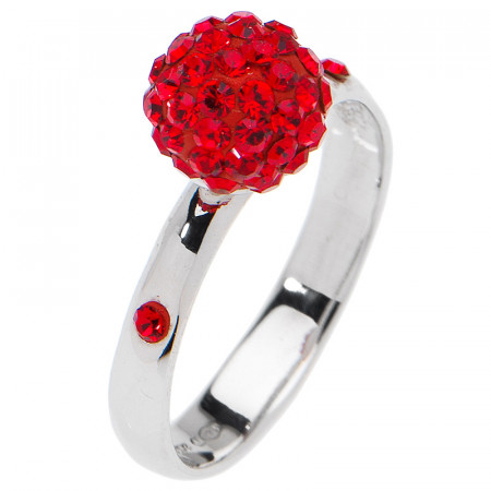 Amore baci kuglica srebrni prsten sa crvenim swarovski kristalom 53 mm ( rb004.12 ) - Img 1