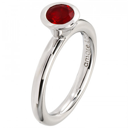 Amore baci srebrni prsten sa jednim crvenim swarovski kristalom 57 mm ( rg106.16 ) - Img 1