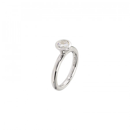 Amore baci srebrni prsten sa jednim okruglim belim swarovski kristalom 53 mm ( rg101.12 ) - Img 1