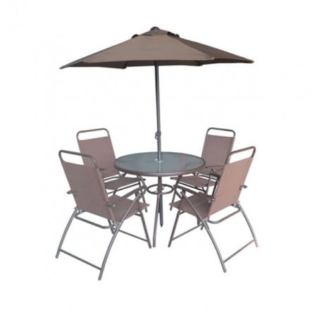 Baštenski sklopivi set - Okrugli sto i suncobran + četiri stolice ( 785000 )