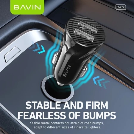 Bavin Auto punjač 2xUSB + kabl Lightning crna ( 90045 )