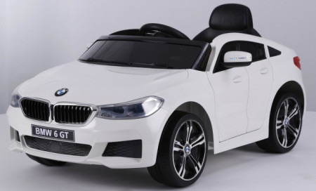 BMW GT 6 Licencirani Dečiji auto na akumulator sa kožnim sedištima i mekim gumama - Beli