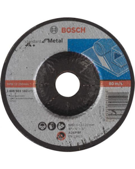 Bosch brusna ploča ispupčena standard for metal A 24 P BF, 125 mm, 22,23 mm, 6,0 mm ( 2608603182 ) - Img 1