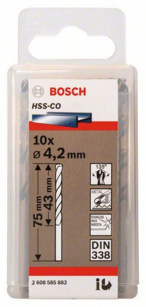 Bosch burgija za metal HSS-Co, din 338 4,2 x 43 x 75 mm, 1 komad ( 2608585882. )