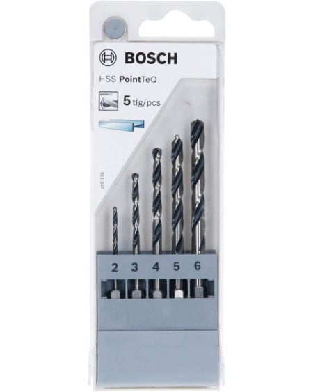 Bosch HSS spiralna burgija PointTeQ 2,0/3,0/4,0/5,0/6,0 mm sa šestougaonim HEX prihvatom pakovanje od 5 komada - 2607002824 ( 2607002824 )
