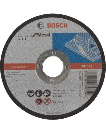 Bosch rezna ploča ravna standard for metal A 30 S BF, 115 mm, 22,23 mm, 2,5 mm ( 2608603164 ) - Img 1