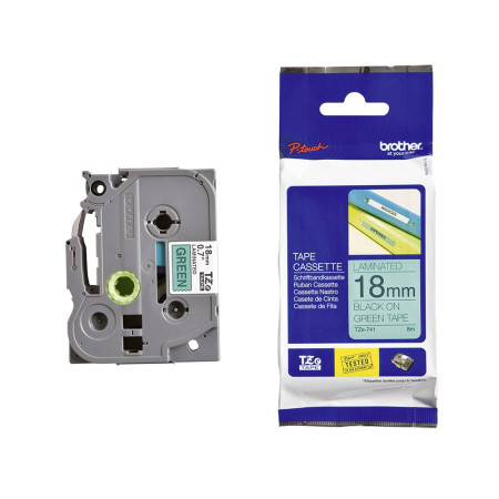 Brother TZe-741 crna na zeleno 18mm ( C573 )