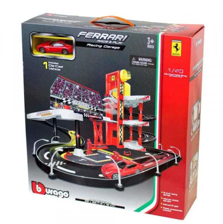 Burago ferrari 1:43 r p racing garage, incl. 1 car ( BU30197 )