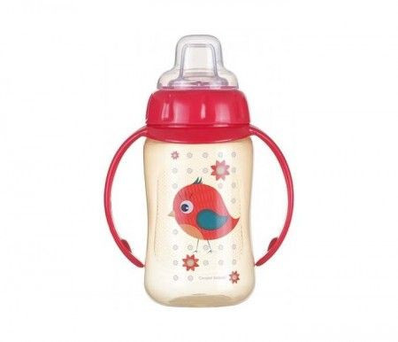Canpol baby flašica/šolja sa kljunom i ručkama 56/512 Happy animals - training 320ml - bird ( 56/512_red )