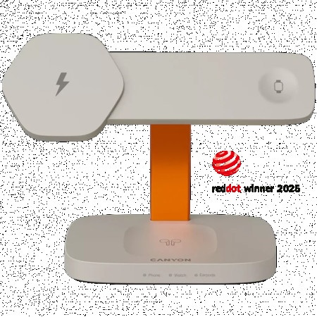 Canyon Wireless Charging Station Hexagon 310 3in1 LightGrey/Orange ( CNS-WCS310LGOR )