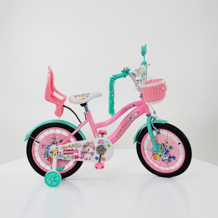 Deciji bicikl sa pomoćnim točkovima Pony Bike 723-16 roze/mint