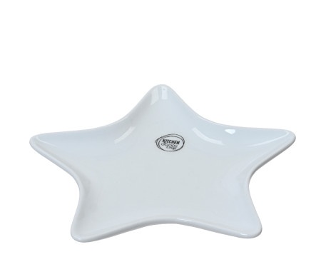 Dekordom novogodišnja dekoracija - plate porcelain star 21cm 608261 - white - kmg ( 043374 )-1