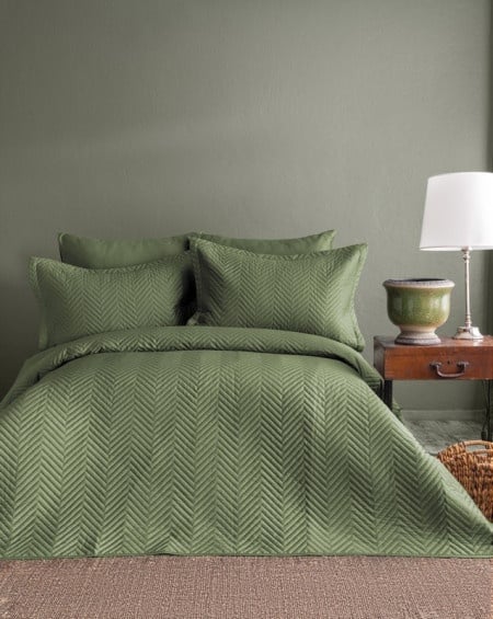 Dekordom prekrivač set issimo double - simply satin - forest green ( 040691 )