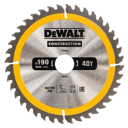 DeWalt DT1945 list za kružnu testeru, 190mm, 40 zuba ( DT1945 )
