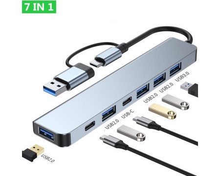 E-green USB 3.1 tip C - HUB Superbrzi 7port USB 3.0